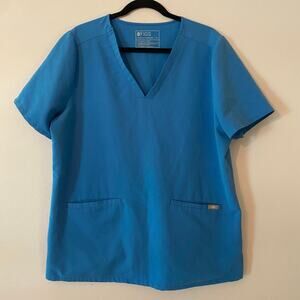 FIGS Blue Casma Scrub Top Two Pocket Uniform Nurse Dr PO #2678 Women's size XL